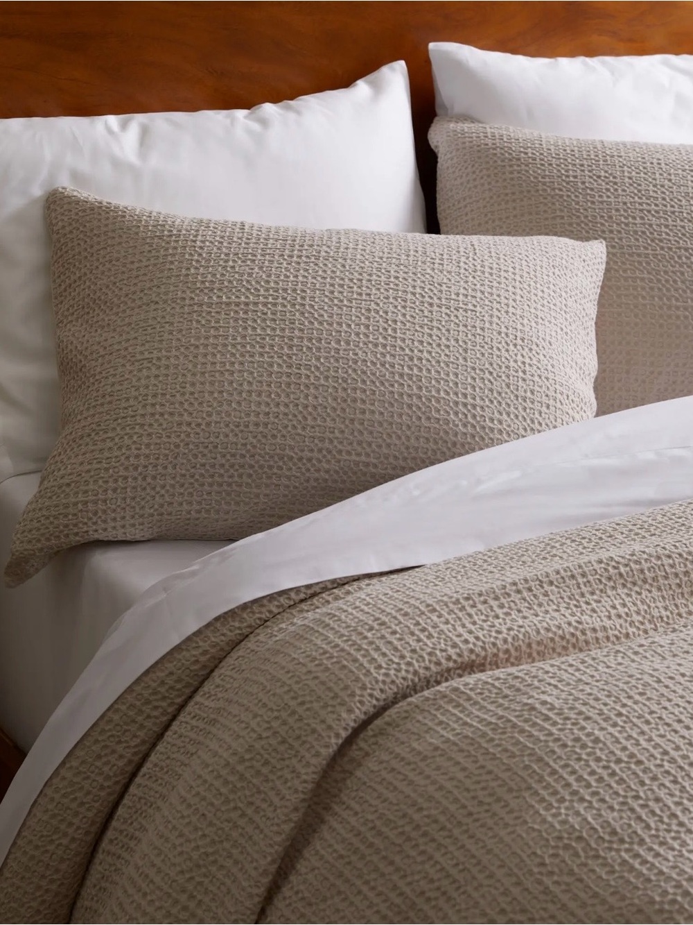 NEW Quince 100% Org Cotton Luxe Honeycomb Duvet Cover Set, King/Cal King (Sand)